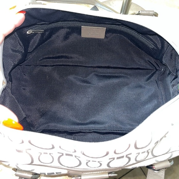 Salvatore Ferragamo AU-21 6841 Gray Signature Logo Canvas Satchel Leather - Picture 8 of 15